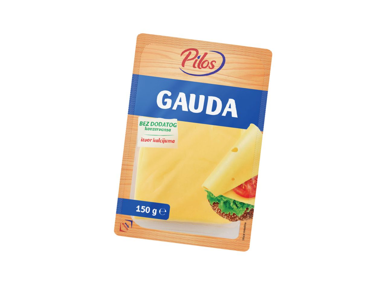 Pilos Gauda sir u pakovanju od 150g, bez dodatih konzervansa, izvor kalcijuma.