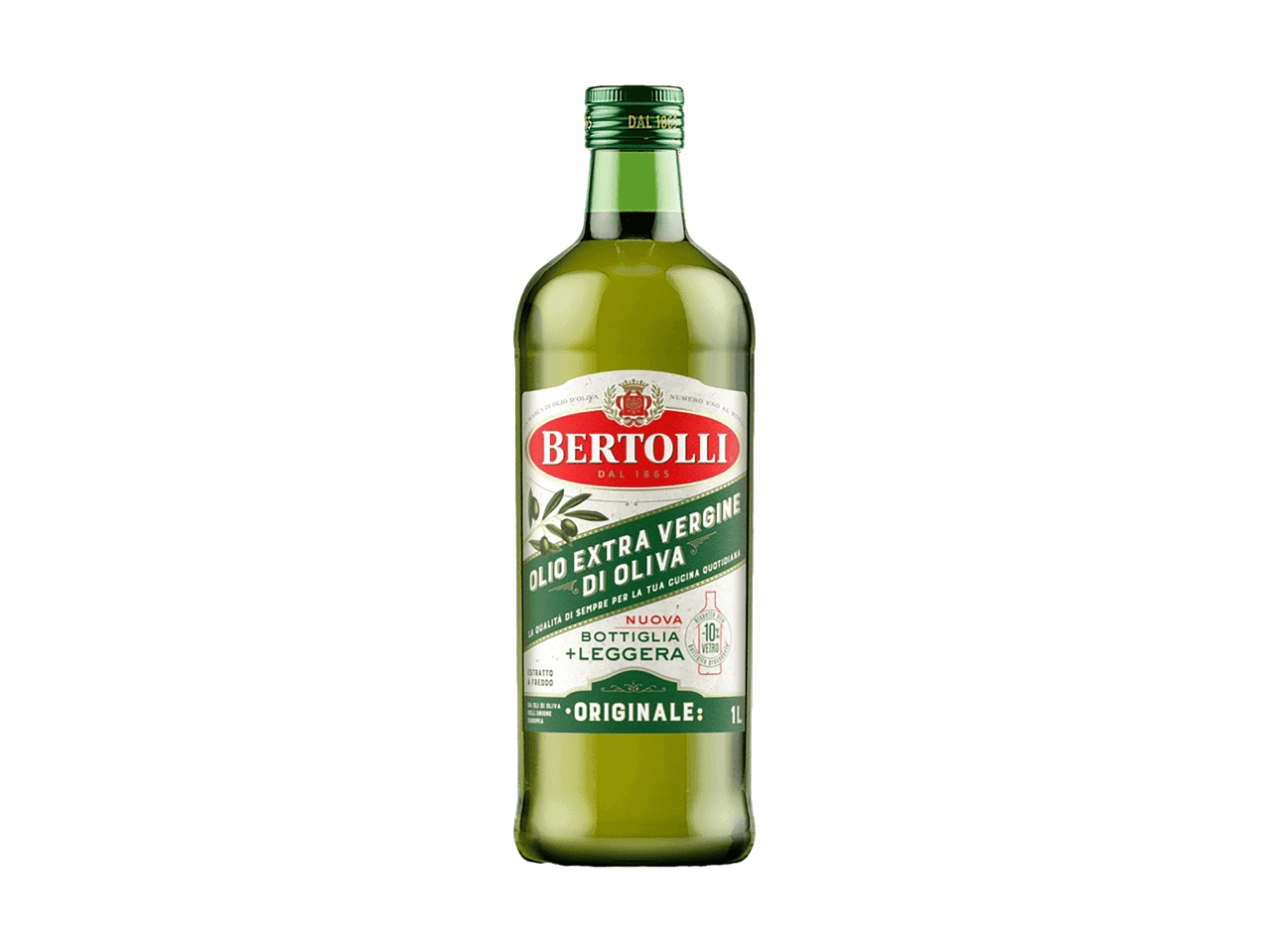 Bouteille d'huile d'olive extra vierge Bertolli de 1 litre.
