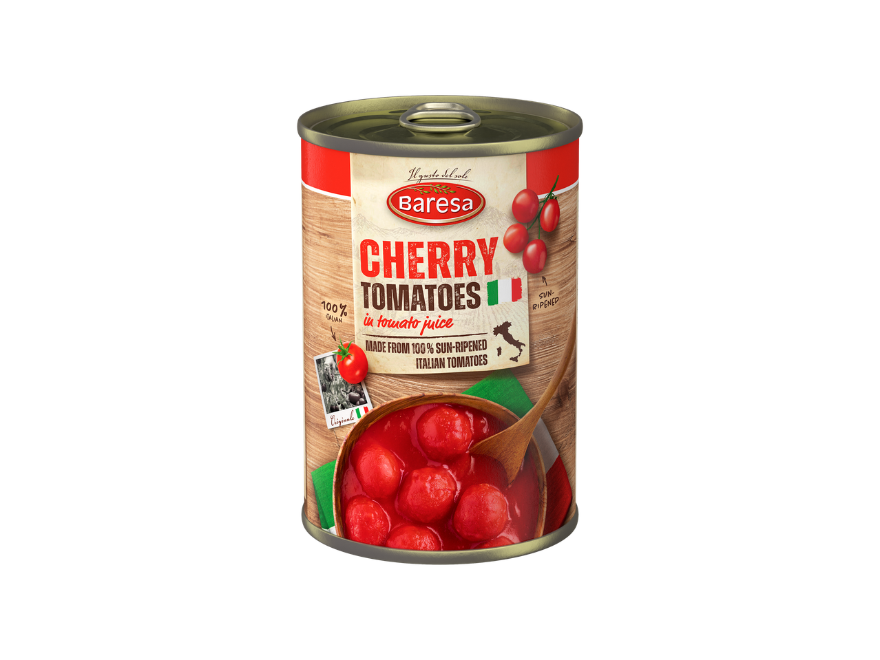 Roșii cherry Baresa în suc propriu, 100% italienești.