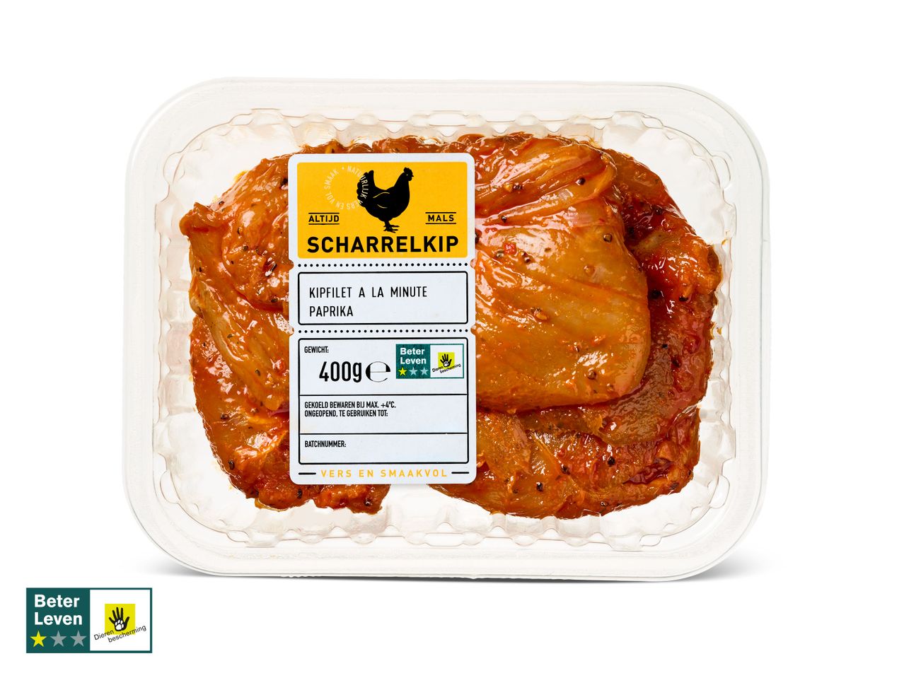 Paprika gemarineerde kipfilets Beter Leven.