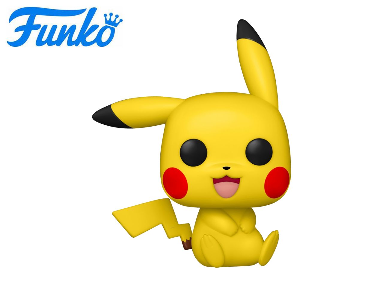 Yellow collectible figure of a cartoon mouse with red cheeks and a lightning bolt tail.