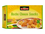 Boîte de snacks au fromage nacho et aux légumes, avec des snacks frits et des chips tortilla.