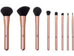 Conjunto de pincéis de maquilhagem Cien Beauty com cabos em ouro rosa, incluindo pincéis para rosto e olhos.