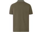 Polo cu mâneci scurte, culoare kaki, cu bordură albă.
