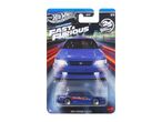 A Hot Wheels Fast & Furious 1999 Nissan Maxima toy car in blue, still in its packaging.