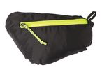 Black pouch with a bright yellow zipper and pull cord.