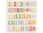 Joc de puzzle din lemn cu numerele 1-20 și semnele plus și minus.