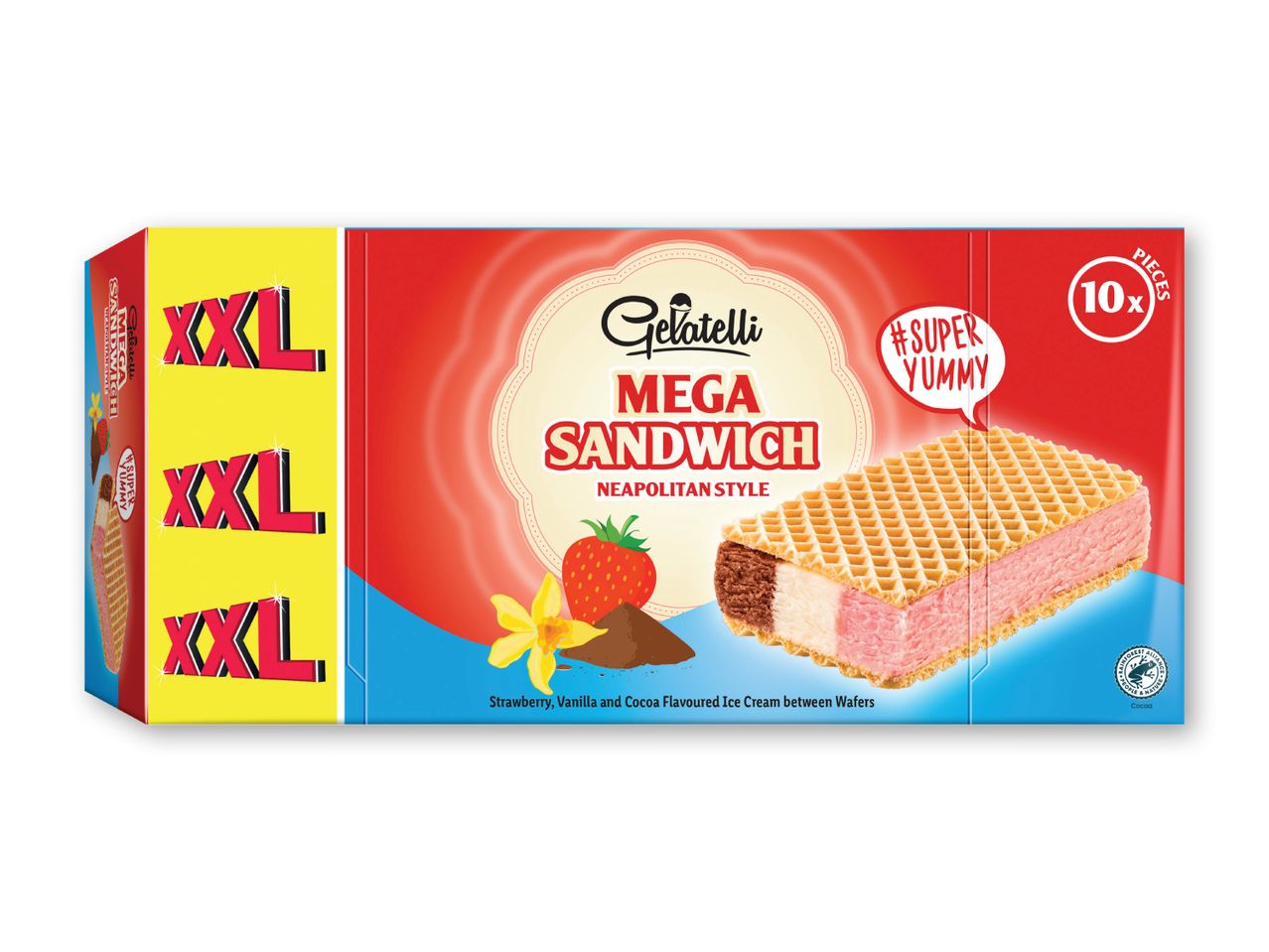 En æske Algida Mega Sandwich is