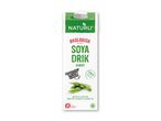 Naturli' Økologisk Soya Drik usødet i en hvid karton med grøn top og sojabønner.