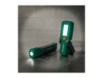 Two green and black Parkside work lights on a concrete surface.