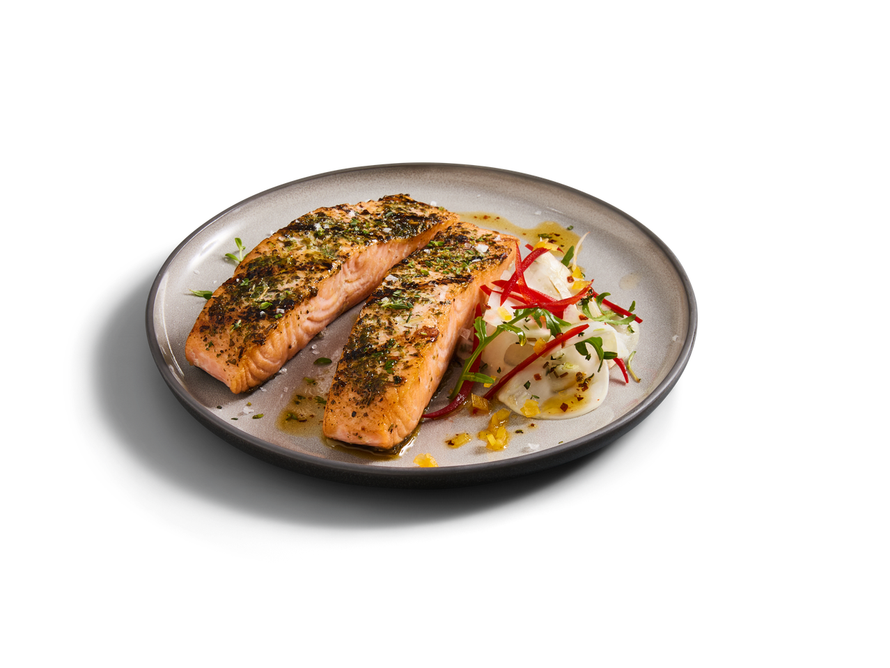 Gebratener Lachs mit Fenchelsalat.
