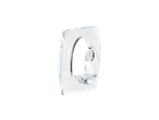 A clear adhesive hook for light items.