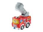 VTech red toy fire truck with an extendable ladder and a smiling face on the windshield.