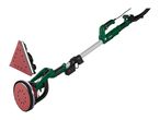 Long-reach drywall sander with a round sanding pad and a triangular sanding attachment.