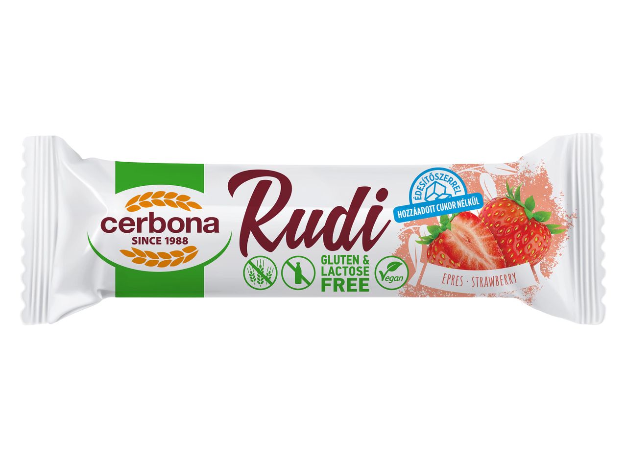 Cerbona Rudi eper ízű, glutén- és laktózmentes vegan nass.