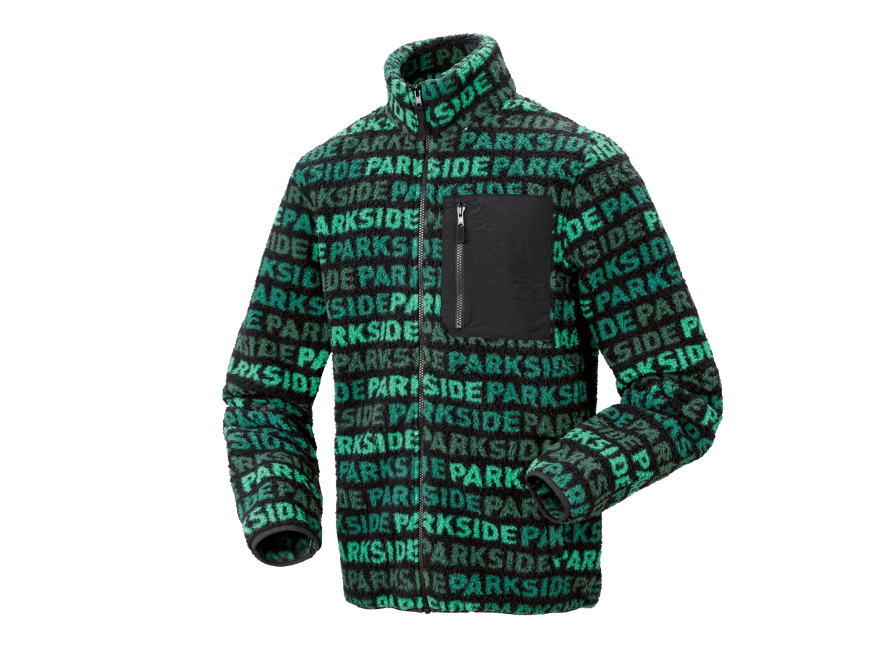 Parkside® fliso striukė su žaliu ir juodu logotipu