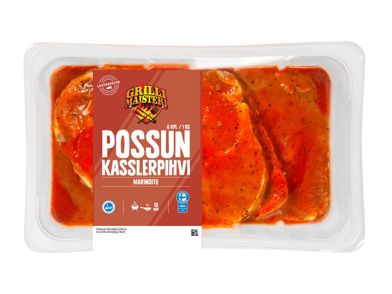 Possun kastikepihvit muovirasiassa.