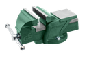 A Parkside vise with a green finish and silver handle.
