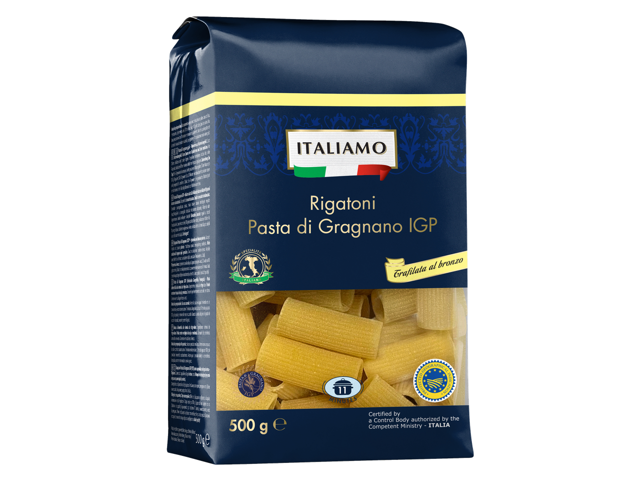 Massa Italiano Rigatoni di Gragnano IGP.