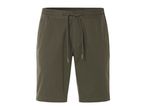 Olive green men's drawstring shorts.
