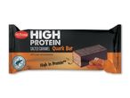 Højprotein saltkaramel kvarkbar med sukker og sødemiddel.