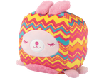 Lupilu Squishy Plush Toy: colorful chevron pattern, pink bunny face, and ears.