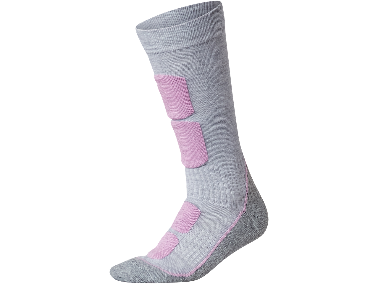 Esmara® termosokid, hallid roosade detailidega, külgvaade.