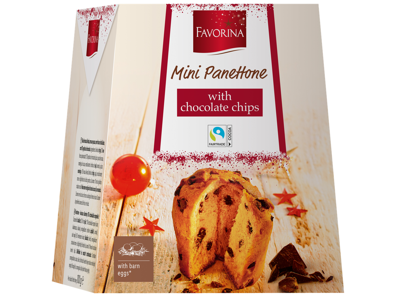 Favorina Mini Panettone com pepitas de chocolate em embalagem festiva