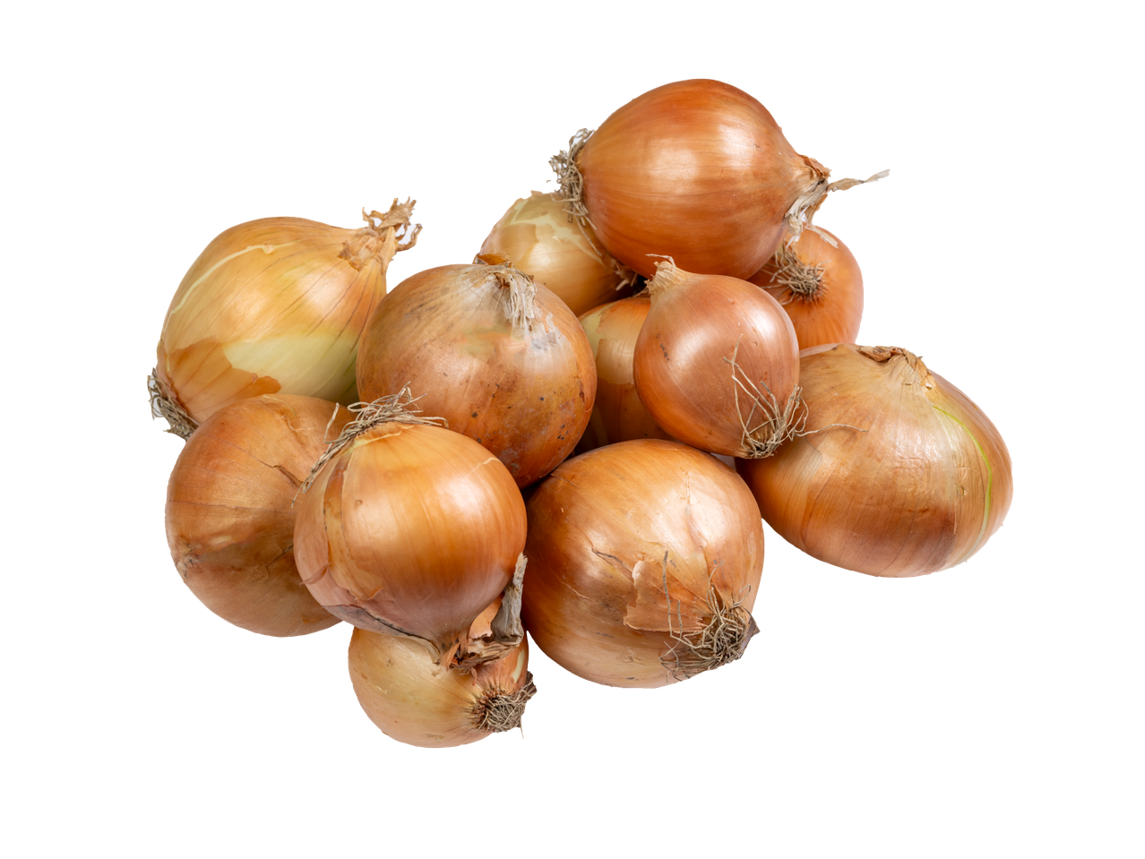 O grămadă de ceapă aurie proaspătă.