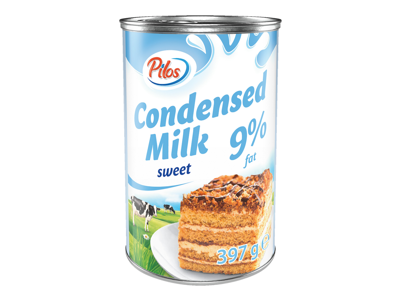 Кондензирано мляко Pilos, сладко, 9% масленост, в кутия.