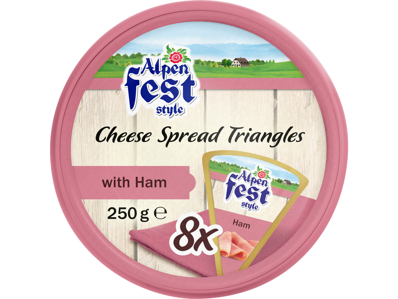 Alpenfest smeerkaas driehoekjes met ham, 250g