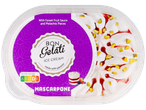 Glace mascarpone avec sauce aux fruits des bois et pistaches, Nutri-Score D.