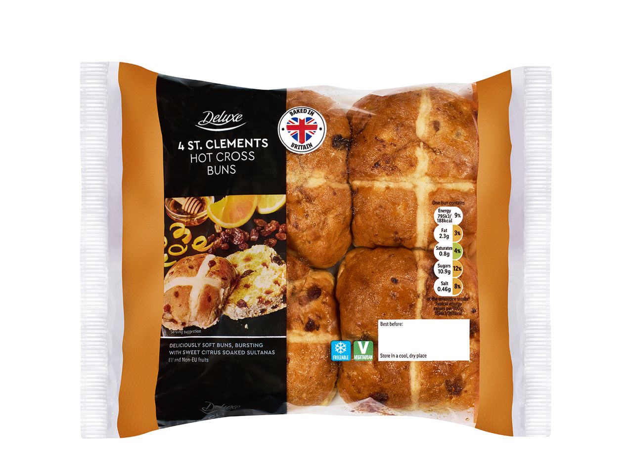 Go to full screen view: Deluxe St Clements Hot Cross Buns - Image 1