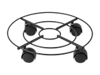 Suport rulant pentru plante PARKSIDE cu roți negre pe fundal negru.