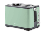 Ein mintgrüner SilverCrest Toaster mit silbernen Akzenten.
