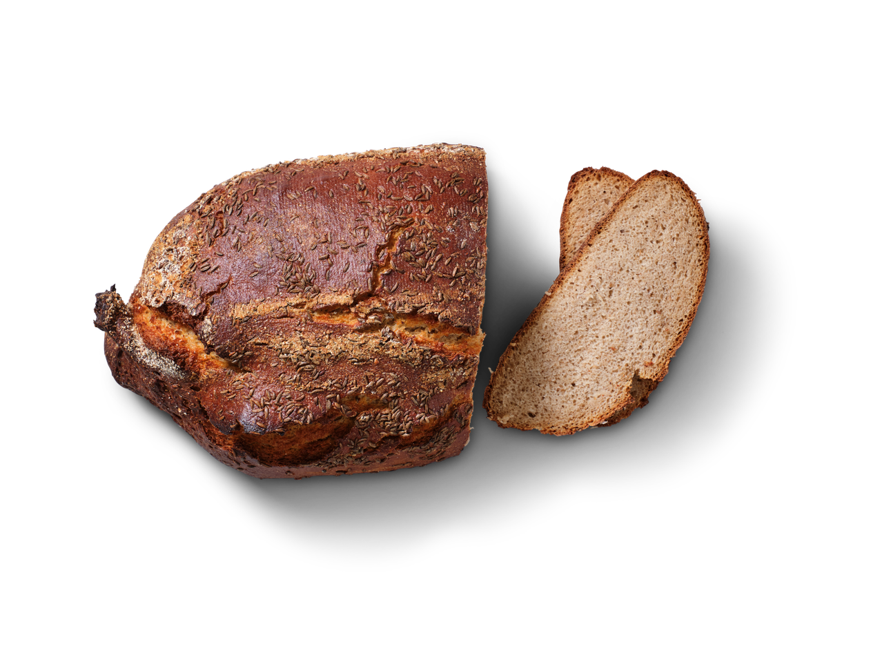 Rukkileib köömnetega, viilutatud