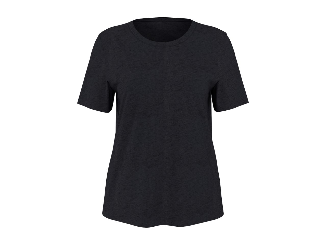 Dark grey short-sleeved t-shirt for women, made from a textured fabric.