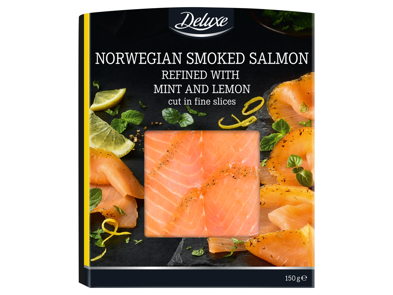 Somon afumat norvegian Deluxe rafinat cu mentă și lămâie, 150g.