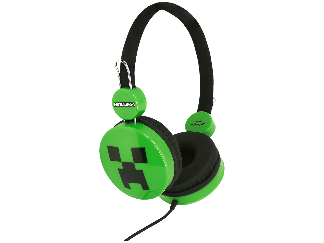 Gröna Minecraft-hörlurar med Creeper-design.