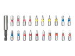 A set of 24 screwdriver bits and a magnetic bit holder, featuring various sizes and types including Phillips, Pozidriv, Torx, Hex, and slotted bits.