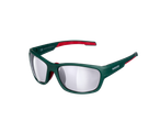 Óculos de sol PARKSIDE verdes e vermelhos com lentes espelhadas em fundo preto.