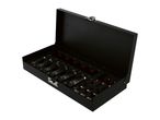 Black metal case filled with various socket wrenches and screwdriver bits.