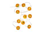 Pumpkin-shaped string lights with orange pumpkins and green stems.