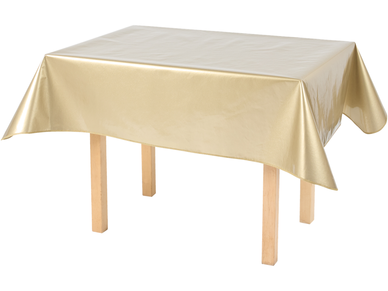 Zlatni stolnjak Livarno Home na drvenom stolu.