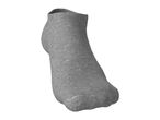 Single grey ankle sock, made of ribbed fabric, shown on a white background.