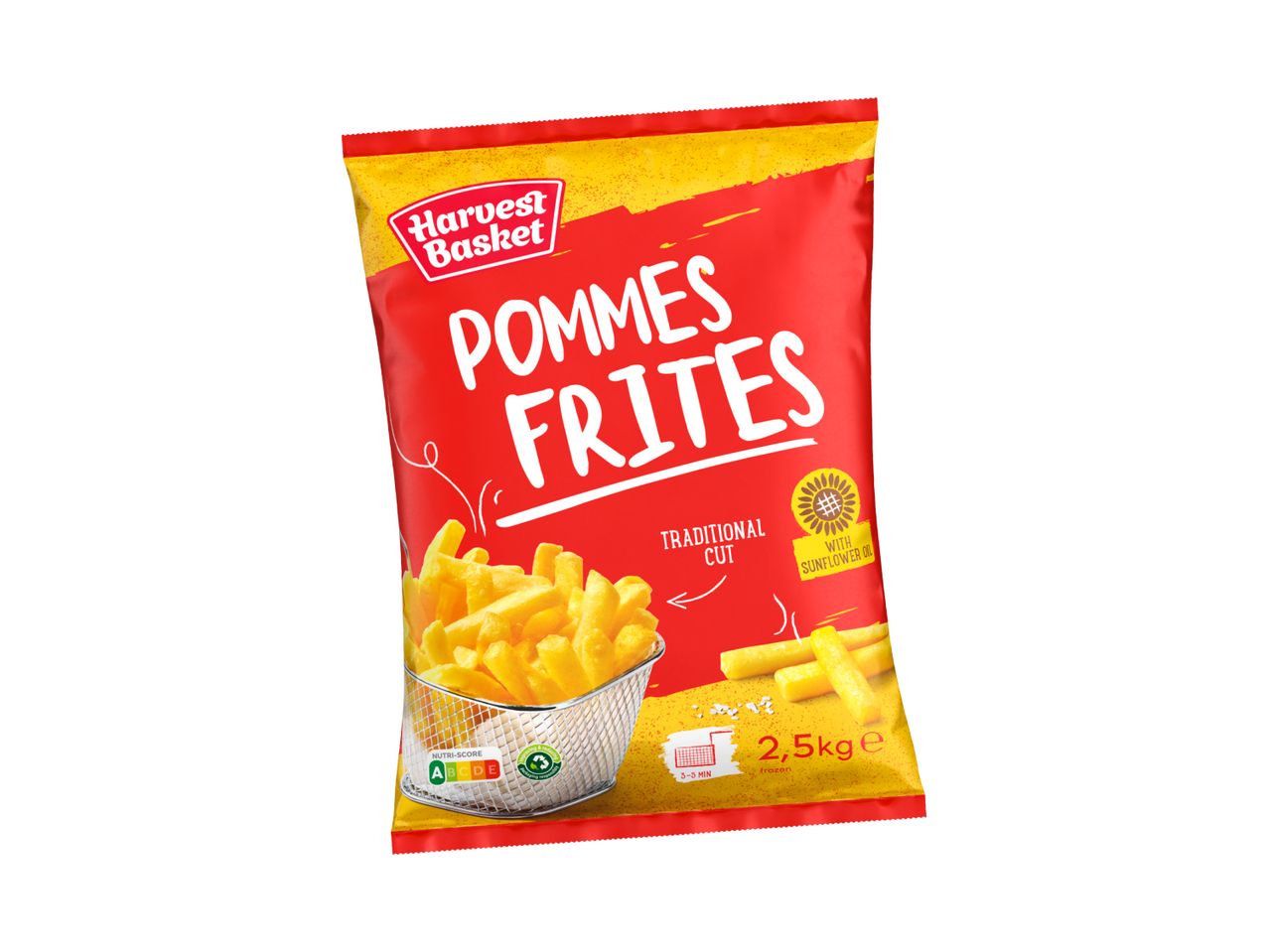 Pakovanje smrznutih pomfrita Harvest Basket od 2,5 kg.