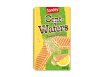 Pakke med citronvafler med tekst 'Cent-Wafers Lemon Flavour' og billede af vafler og citron.