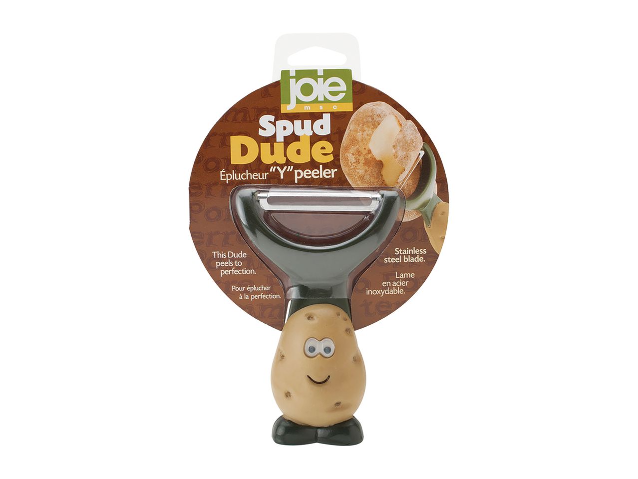 Spud Dude potato peeler with a fun potato-shaped handle.