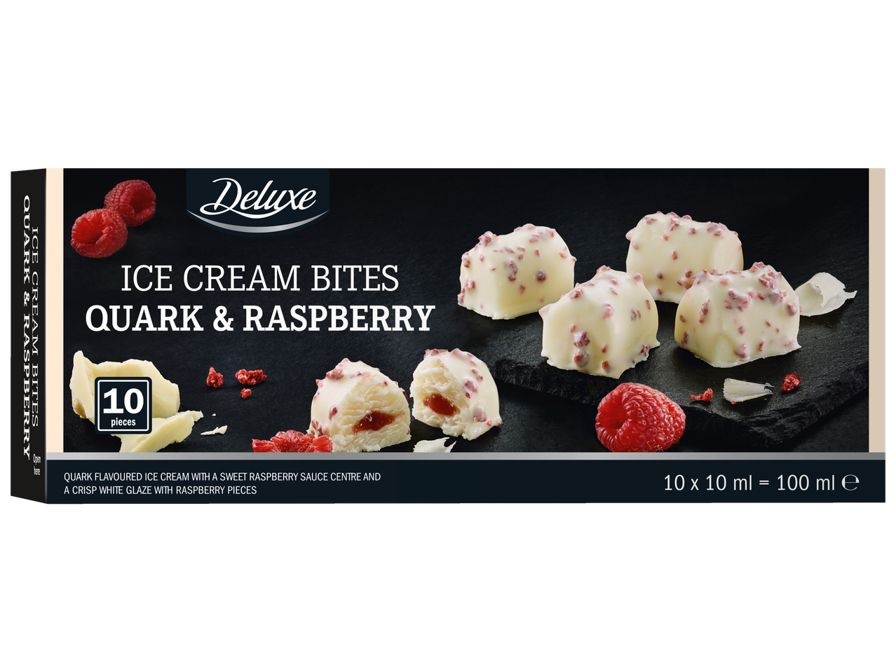 DELUXE kohupiima-vaarikajäätise ampsud, 10 tk, kokku 100 ml.