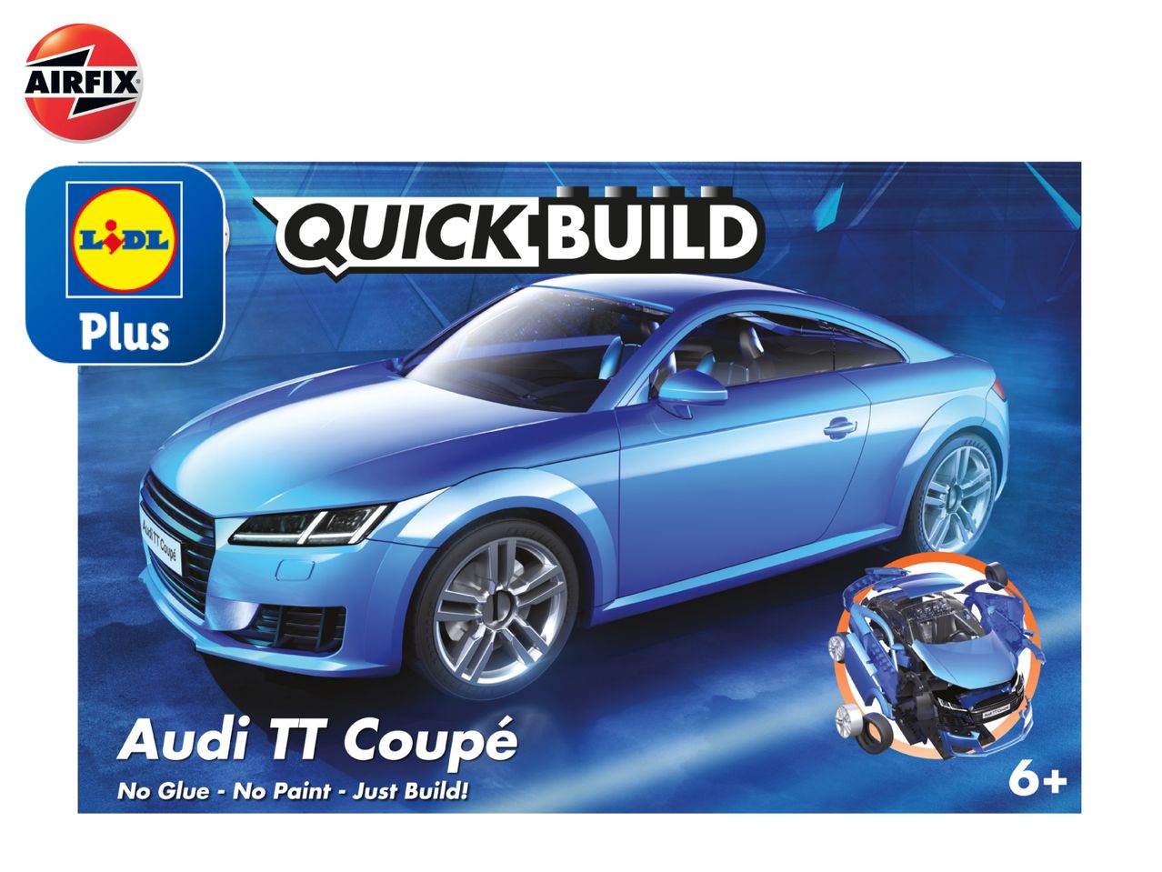 Airfix Quick Build Plus Audi TT Coupé model kit for ages 6+.